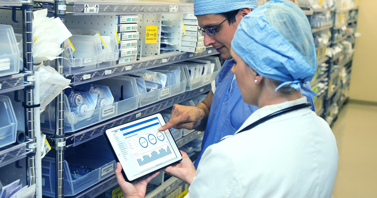 clinicians using hospital supply chain management software