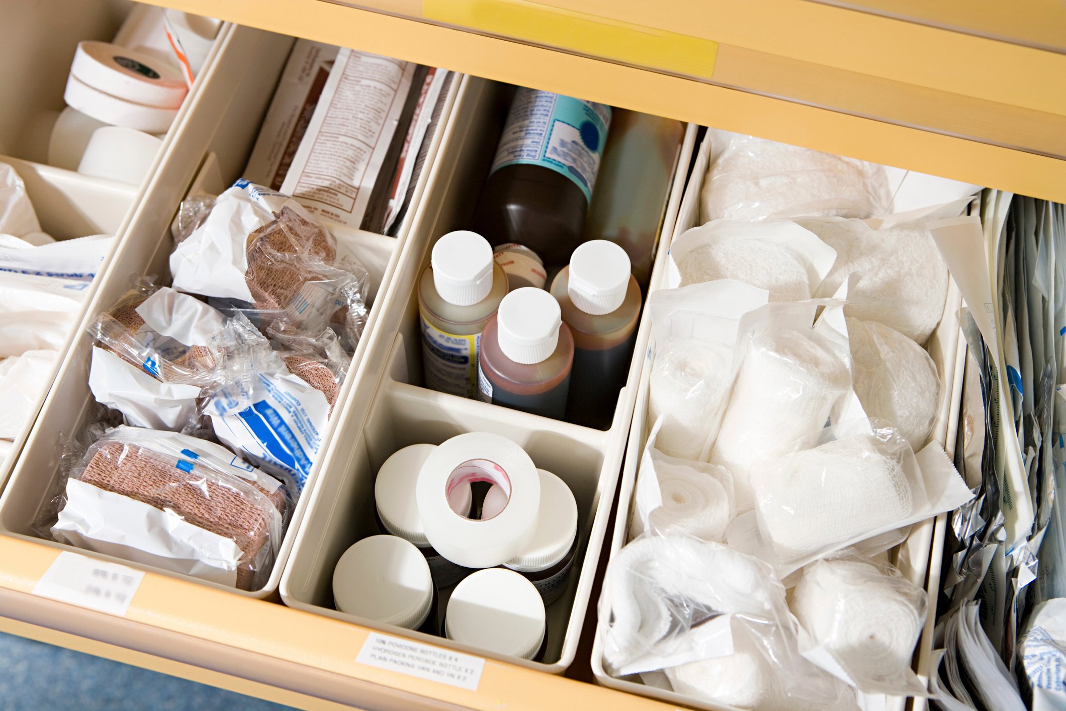 medical supplies in drawer