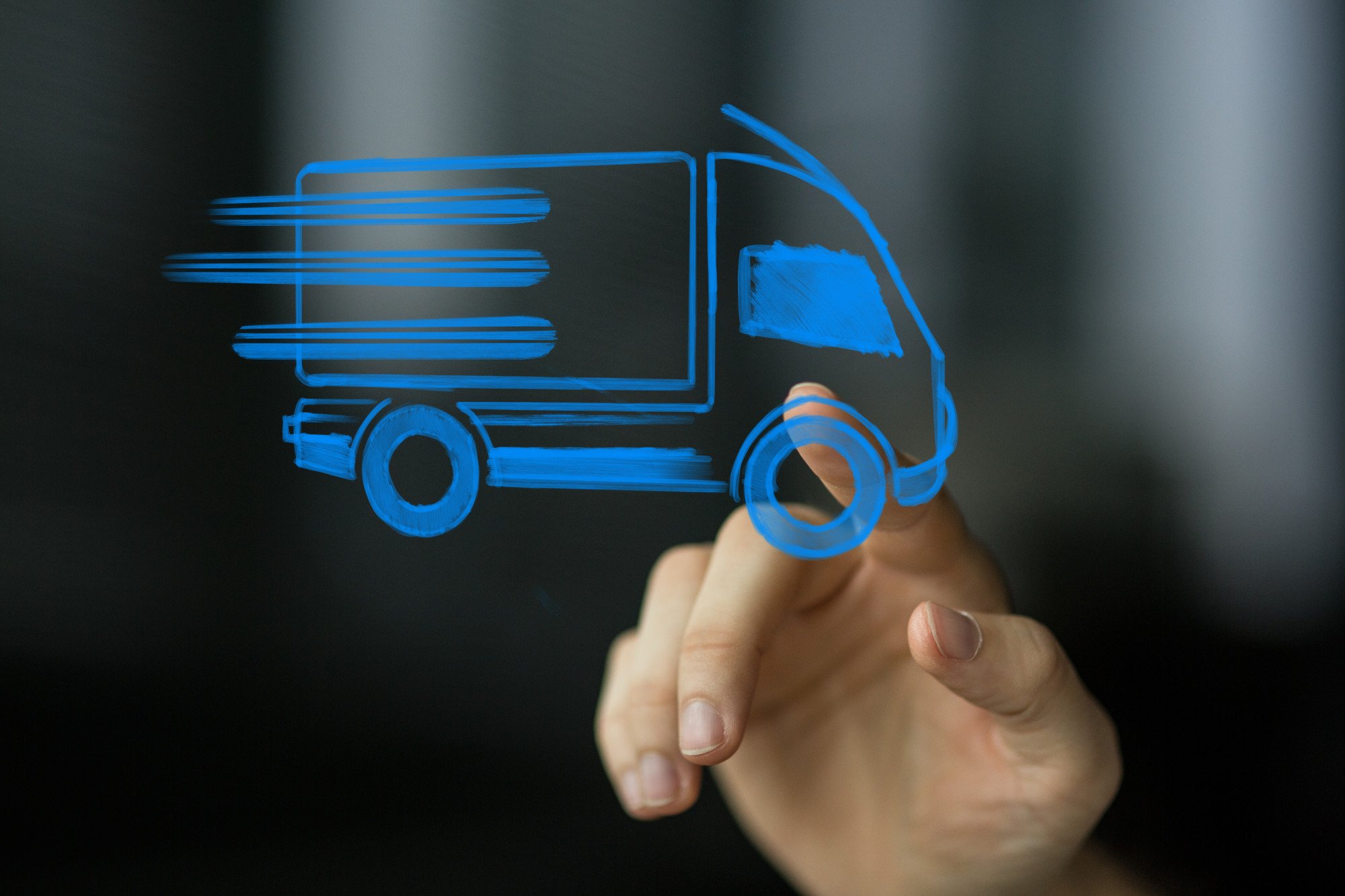 finger touching supply truck illustration